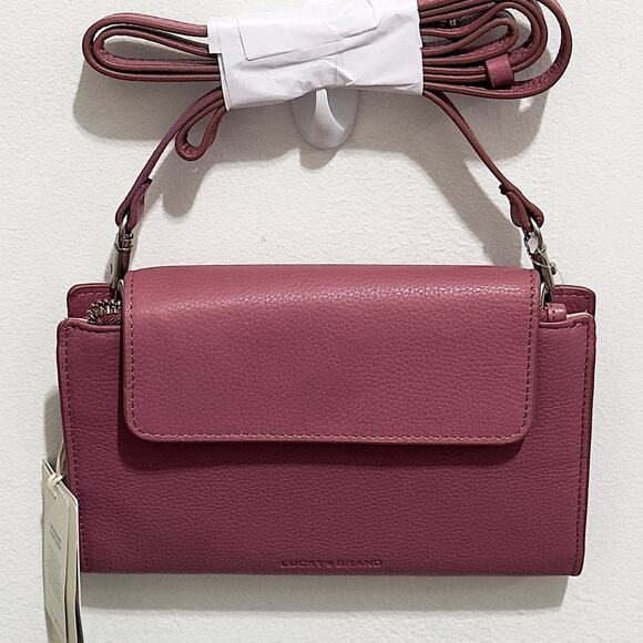 NWT: Lucky Brand - Women's Leather, Raspberry, Convertible, Azbi Crossbody Bag - Picture 2 of 7